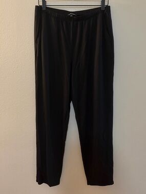 Eileen Fisher Stretch Tencel Jersey Knit Elastic Waist Pants Black - L